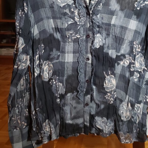 Conrad C Black & Grey Flower Motif with Lace accent SZ 8 - Picture 9 of 10